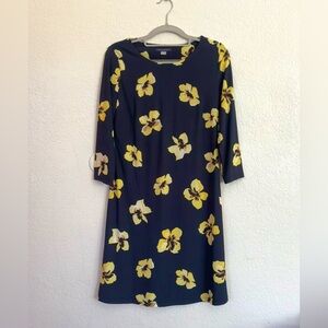Tommy Hilfiger floral yellow on dark navy dress